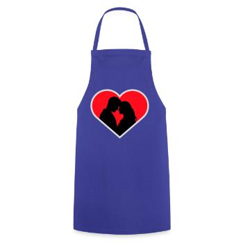 Couple Silhouette Amour Romance Petit ami de la Saint-Valentin - Tablier de cuisine - bleu royal - Devant - AI Model Male 185 dark (185cm)