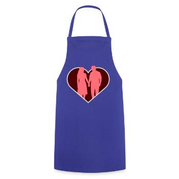 Couple Silhouette Amour Romance Petit ami de la Saint-Valentin - Tablier de cuisine - bleu royal - Devant - AI Model Male 185 dark (185cm)