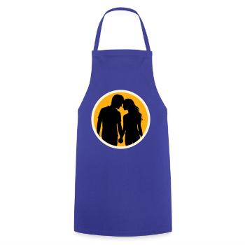Couple Silhouette Amour Romance Petit ami de la Saint-Valentin - Tablier de cuisine - bleu royal - Devant - AI Model Male 185 dark (185cm)