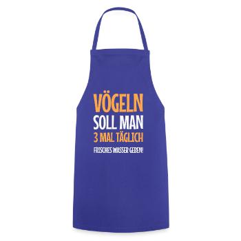 Vögeln 3x täglich frisches Wasser - Kochschürze - Royalblau - Vorne - AI Model Male 185 dark (185cm)