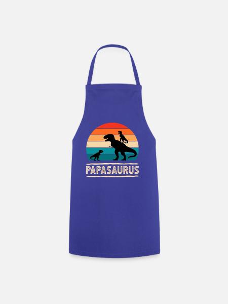 Papasaurus Dino Retro Sunset - Kochschürze - Royalblau