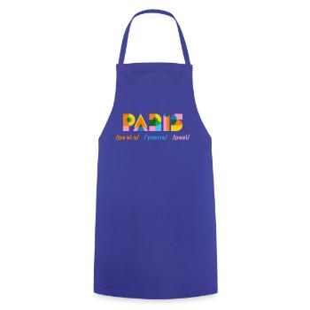 Geometrisches Paris Farbspiel - Kochschürze - Royalblau - Vorne - AI Model Male 185 dark (185cm)