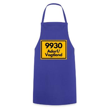 ALTE POSTLEITZAHL 9930 ADORF VOGTLAND SACHSEN - Kochschürze - Royalblau - Vorne - AI Model Male 185 dark (185cm)