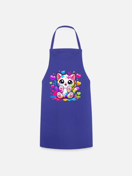 Katzenkunst Farbexplosion - Kochschürze - Royalblau