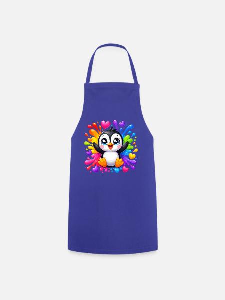 Pinguin Farbherzen Spritzer - Kochschürze - Royalblau