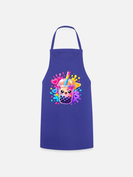 Kawaii Bubble Tea Farbexplosion - Kochschürze - Royalblau