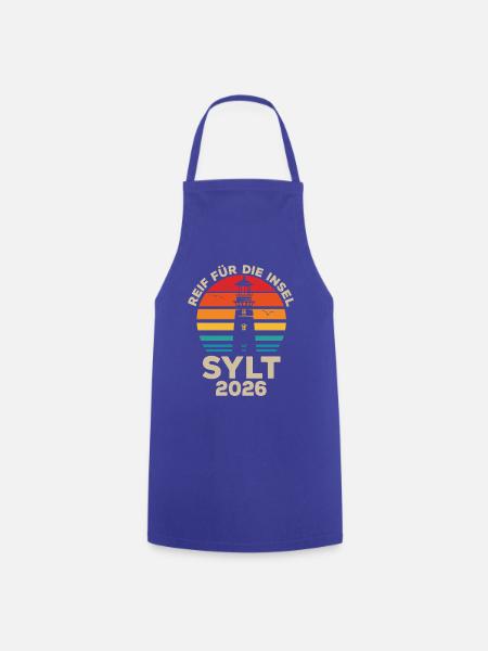 Sylt Leuchtturm Retro Sunset 2026 - Kochschürze - Royalblau