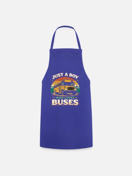 Nur ein Junge liebt Busse Retro - Kochschürze - Royalblau