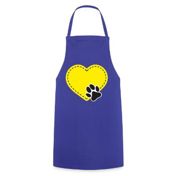 Cœur jaune personnalisable avec patte de chien - Tablier de cuisine - bleu royal - Devant - AI Model Male 185 dark (185cm)
