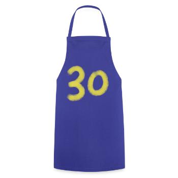 Yellow brush count 30 on black - Cooking Apron - royal blue - Front - AI Model Male 185 dark (185cm)