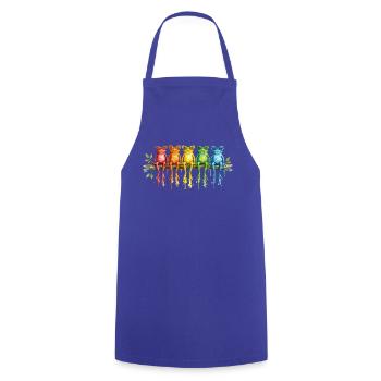 Five colorful frogs with retro glasses - Cooking Apron - royal blue - Front - AI Model Male 185 dark (185cm)