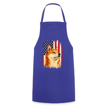 Patriotischer Shiba Inu, US-Flagge Doge USA - Kochschürze - Royalblau - Vorne - AI Model Male 185 dark (185cm)