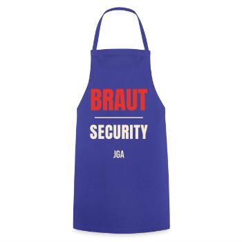 Braut Security Team JGA Junggesellinnenabschied - Kochschürze - Royalblau - Vorne - AI Model Male 185 dark (185cm)