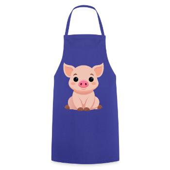 Cute Baby Pig - Cooking Apron - royal blue - Front - AI Model Male 185 dark (185cm)