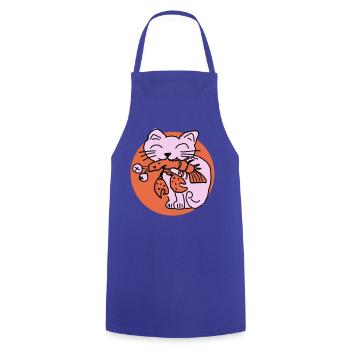 Katze frisst Krebs auf - Kochschürze - Royalblau - Vorne - AI Model Male 185 dark (185cm)