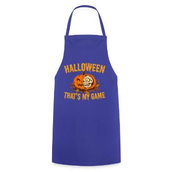 Fête d’Halloween - Halloween C’est mon jeu - Tablier de cuisine - bleu royal - Devant - AI Model Male 185 dark (185cm)