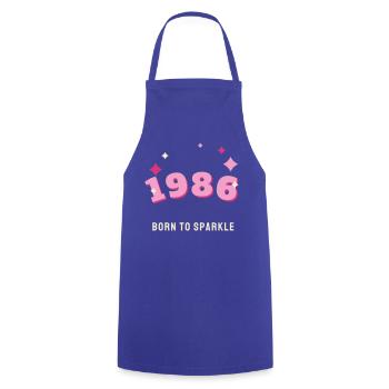 1986 Born to Sparkle Jahrgang 40. Geburtstag - Kochschürze - Royalblau - Vorne - AI Model Male 185 dark (185cm)