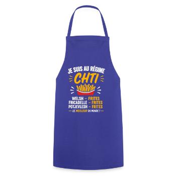 Chti Frites: Culture Nordique - Tablier de cuisine - bleu royal - Devant - AI Model Male 185 dark (185cm)