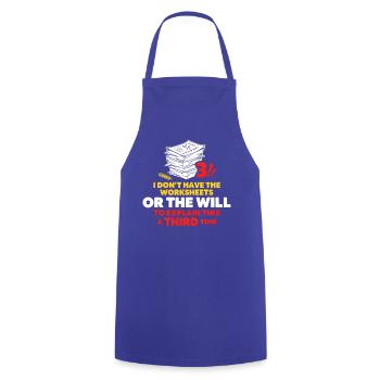 Stacks of Papers Sarcastic Quote - Cooking Apron - royal blue - Front - AI Model Male 185 dark (185cm)