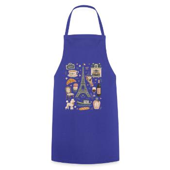 Paris | Eiffelturm, Café & Romantik - Kochschürze - Royalblau - Vorne - AI Model Male 185 dark (185cm)