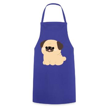 Pug Plushie Charm - Cooking Apron - royal blue - Front - AI Model Male 185 dark (185cm)