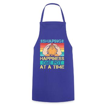 Gifts For Pottery Makers Shaping Happiness Pottery - Cooking Apron - royal blue - Front - AI Model Male 185 dark (185cm)