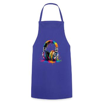 Chromatic Drip Headphones - Cooking Apron - royal blue - Front - AI Model Male 185 dark (185cm)