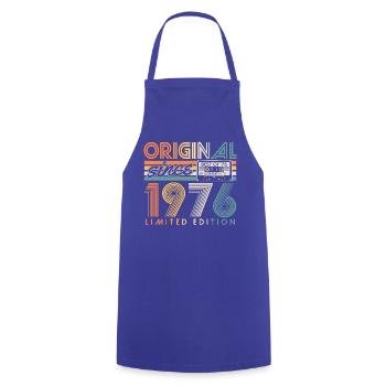 Original 1976 Vintage Vintage Anniversaire Rétro - Tablier de cuisine - bleu royal - Devant - AI Model Male 185 dark (185cm)