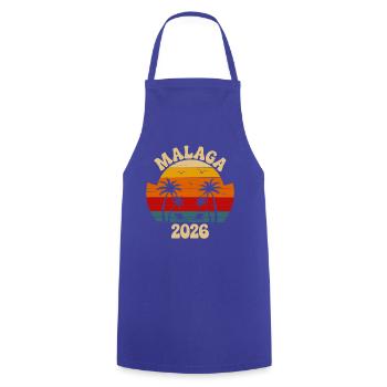 Malaga 2026 Palmen Retro - Kochschürze - Royalblau - Vorne - AI Model Male 185 dark (185cm)