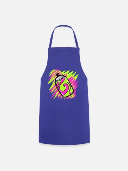 Neon-Graffiti-Spraydosen-Tee - Kochschürze - Royalblau