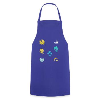 Tropische Insel Südsee - Kochschürze - Royalblau - Vorne - AI Model Male 185 dark (185cm)