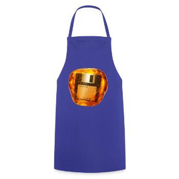 Diskette in Bernstein versenkt - Kochschürze - Royalblau - Vorne - AI Model Male 185 dark (185cm)