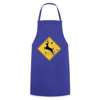 Deer Crossing Sign with Bullet Holes Funny Hunting - Kochschürze - Royalblau - Vorne - AI Model Male 185 dark (185cm)