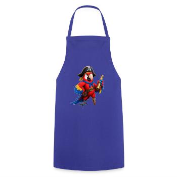 Papageienpirat - Kochschürze - Royalblau - Vorne - AI Model Male 185 dark (185cm)