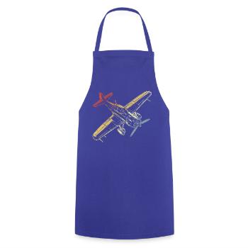 Propellerflugzeug Vintage Look - Kochschürze - Royalblau - Vorne - AI Model Male 185 dark (185cm)
