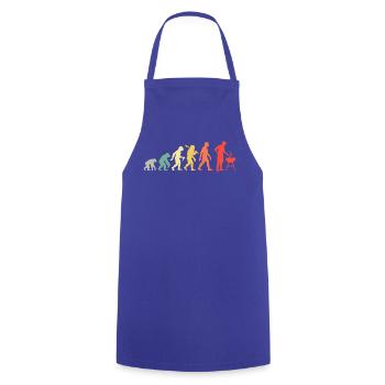 Retro Grillen Evolution für BBQ Grillteufel - Kochschürze - Royalblau - Vorne - AI Model Male 185 dark (185cm)
