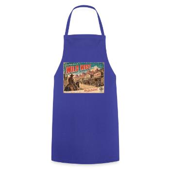 Grüße von der Wildwest-Retro-Postkarte - Kochschürze - Royalblau - Vorne - AI Model Male 185 dark (185cm)