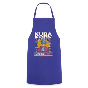 Kuba im Herzen Havanna im Takt - Kochschürze - Royalblau - Vorne - AI Model Male 185 dark (185cm)
