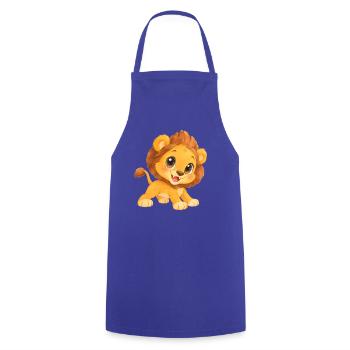 Löwe – niedliches Löwenkind - Kochschürze - Royalblau - Vorne - AI Model Male 185 dark (185cm)