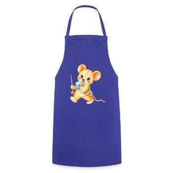 Maus - Nähmaus mit Nadel und Faden - Kochschürze - Royalblau - Vorne - AI Model Male 185 dark (185cm)