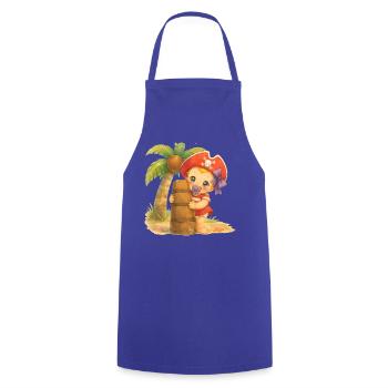 I - Buchstabe: Kleines Piratenbaby am Strand - Kochschürze - Royalblau - Vorne - AI Model Male 185 dark (185cm)