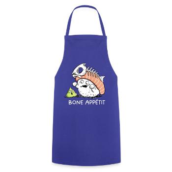 Sushi Bone Appetit – Lustiger Sushi Cartoon Humor - Kochschürze - Royalblau - Vorne - AI Model Male 185 dark (185cm)