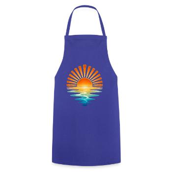 Sonnenaufgang am Wasser - Kochschürze - Royalblau - Vorne - AI Model Male 185 dark (185cm)