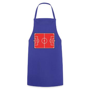 Fussballfeld Spielfeld Grafik - Kochschürze - Royalblau - Vorne - AI Model Male 185 dark (185cm)