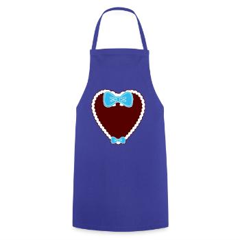 Lebkuchenherz Schleife - Kochschürze - Royalblau - Vorne - AI Model Male 185 dark (185cm)