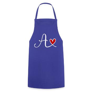 Buchstabe A Monogramm mit Herz - Kochschürze - Royalblau - Vorne - AI Model Male 185 dark (185cm)