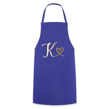 K goldenes Monogramm Buchstabe K mit Herz - Kochschürze - Royalblau - Vorne - AI Model Male 185 dark (185cm)