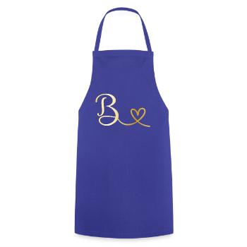 B goldenes Monogramm mit Herz - Kochschürze - Royalblau - Vorne - AI Model Male 185 dark (185cm)