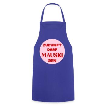 Mausige Zukunft - Kochschürze - Royalblau - Vorne - AI Model Male 185 dark (185cm)
