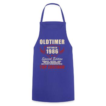 Oktober 1986 Jahrgang Retro Geburtstag Geschenk - Kochschürze - Royalblau - Vorne - AI Model Male 185 dark (185cm)